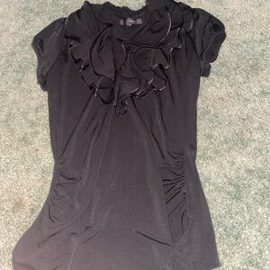 Black ruffle blouse